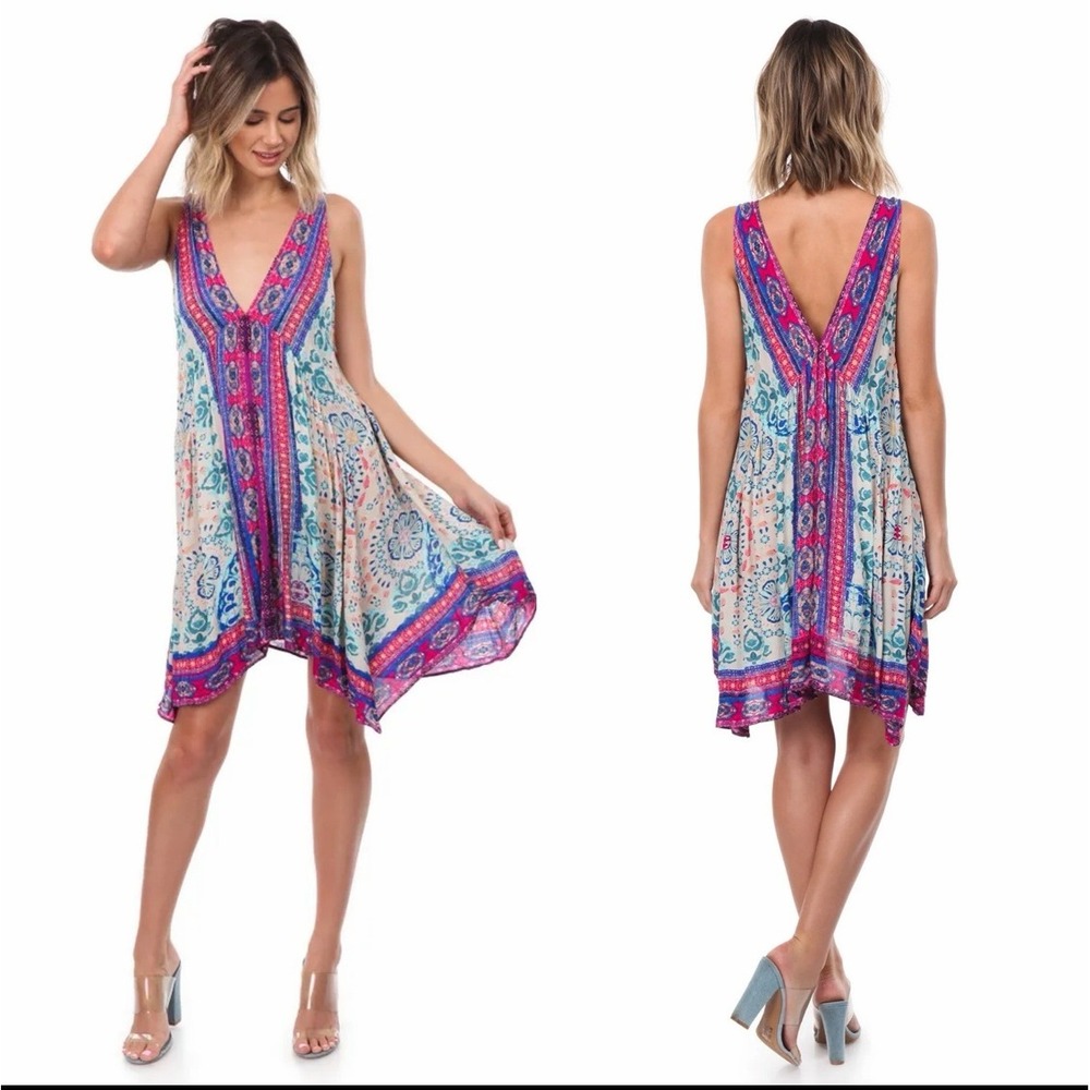 Free People Intimately Voile and Lace Trapeze Slip XS Boho Festival Dress